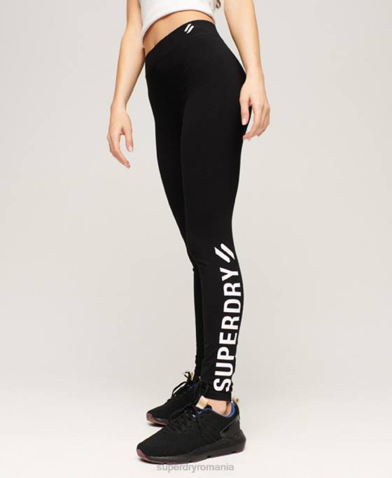 Superdry jambiere sport de bază îmbrăcăminte negru femei JX0Z4054