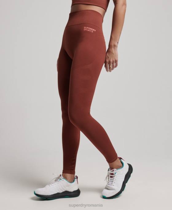 Superdry jambiere strâmte fără cusături îmbrăcăminte maro femei JX0Z4048