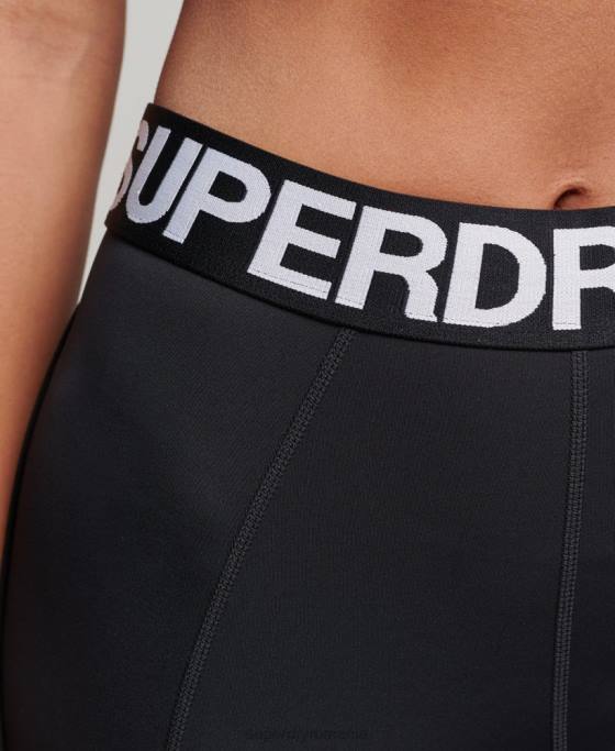 Superdry jambiere strânse elastice cu marca trenului îmbrăcăminte negru femei JX0Z4082