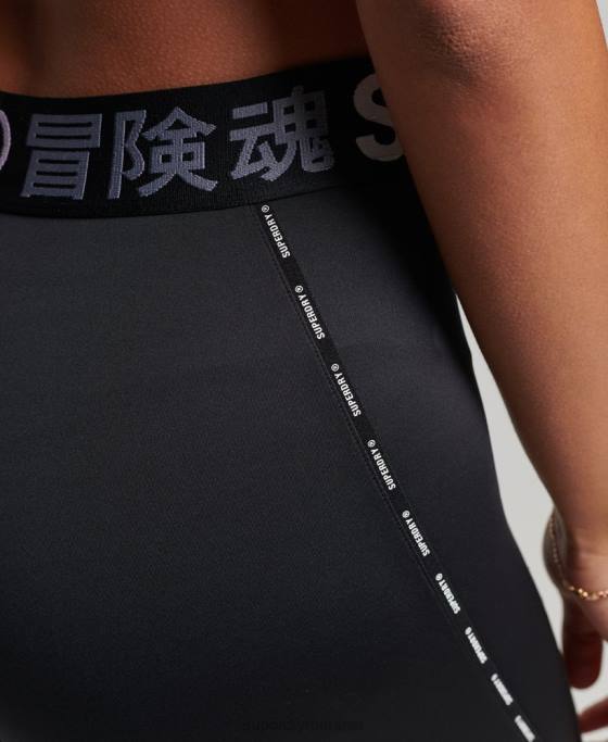 Superdry jambiere strânse elastice cu marca trenului îmbrăcăminte negru femei JX0Z4082