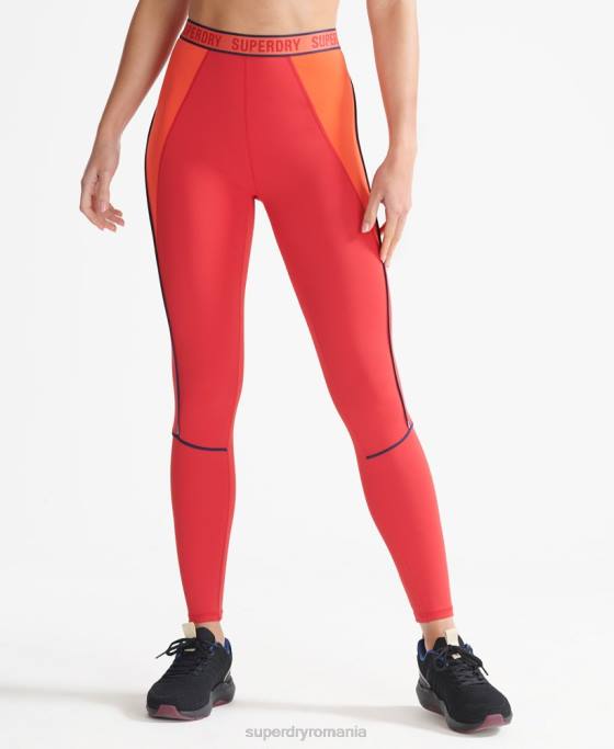 Superdry jambiere strânse elastice cu marca trenului îmbrăcăminte roșu femei JX0Z4085