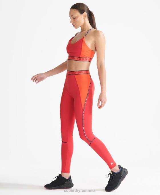 Superdry jambiere strânse elastice cu marca trenului îmbrăcăminte roșu femei JX0Z4085