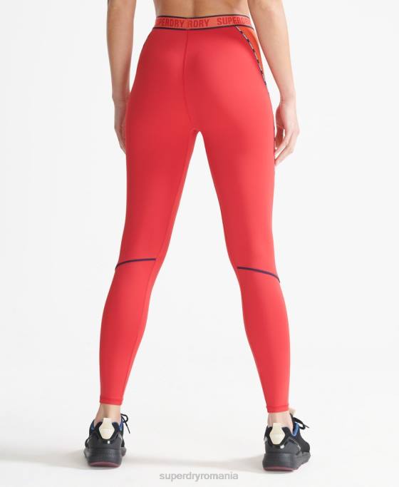 Superdry jambiere strânse elastice cu marca trenului îmbrăcăminte roșu femei JX0Z4085