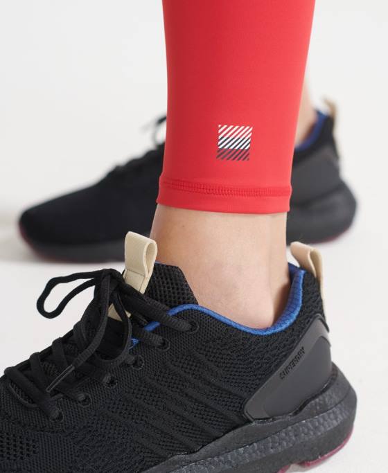 Superdry jambiere strânse elastice cu marca trenului îmbrăcăminte roșu femei JX0Z4085