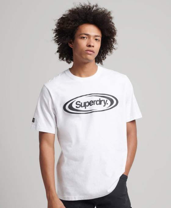 Superdry joc pe tricou cu logoul anilor 90 îmbrăcăminte alb bărbați JX0Z4813