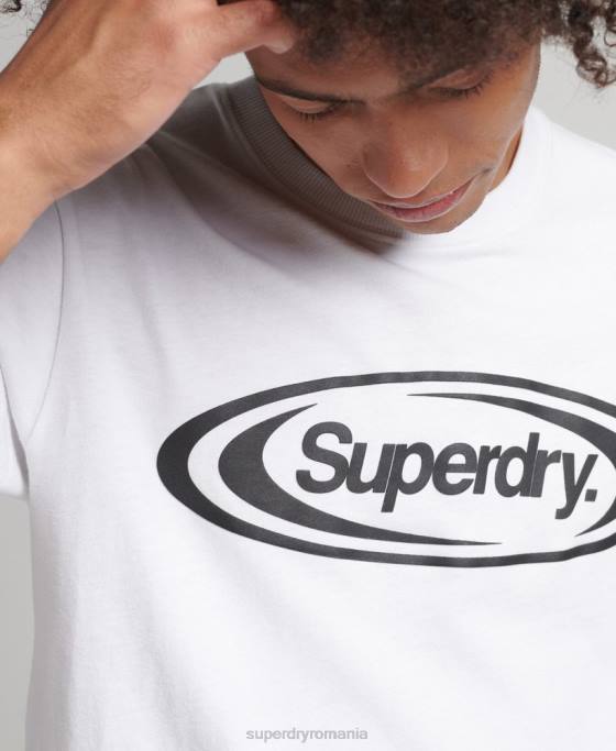 Superdry joc pe tricou cu logoul anilor 90 îmbrăcăminte alb bărbați JX0Z4813