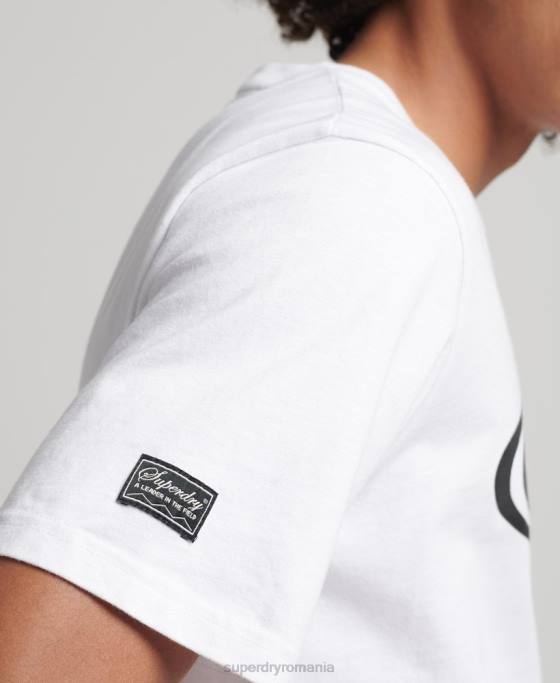 Superdry joc pe tricou cu logoul anilor 90 îmbrăcăminte alb bărbați JX0Z4813