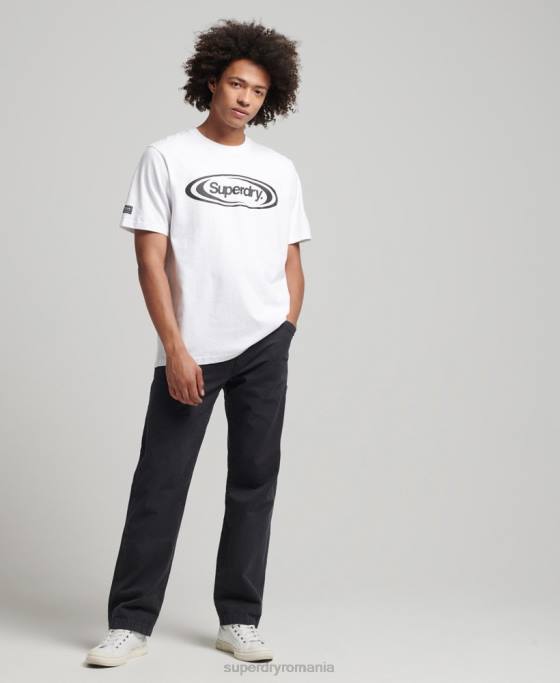 Superdry joc pe tricou cu logoul anilor 90 îmbrăcăminte alb bărbați JX0Z4813