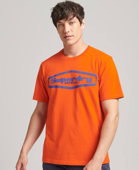 Superdry joc pe tricou cu logoul anilor 90 îmbrăcăminte portocale bărbați JX0Z4804