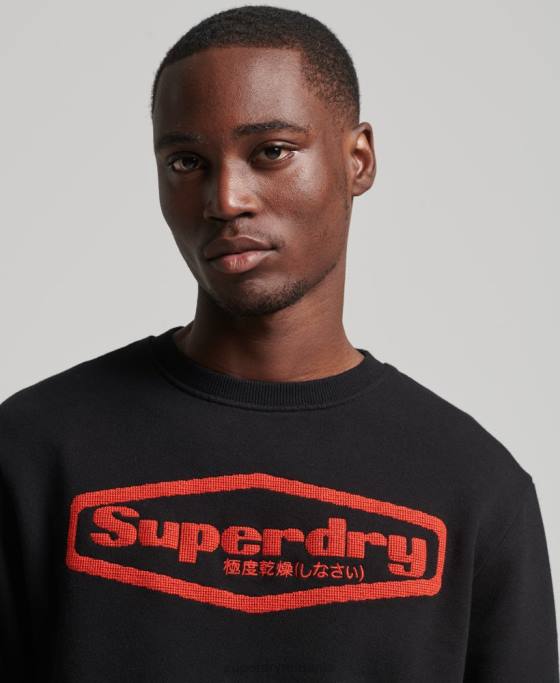 Superdry joc vintage pe hanorac cu logoul anilor 90 îmbrăcăminte negru bărbați JX0Z5074
