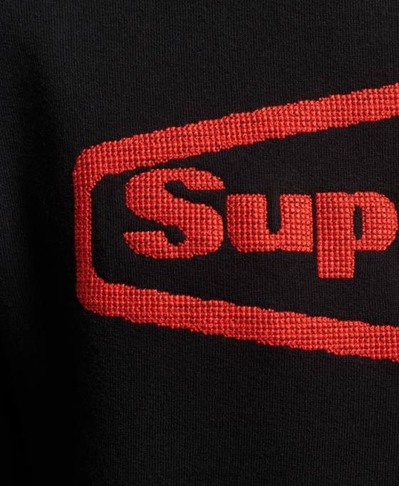 Superdry joc vintage pe hanorac cu logoul anilor 90 îmbrăcăminte negru bărbați JX0Z5074
