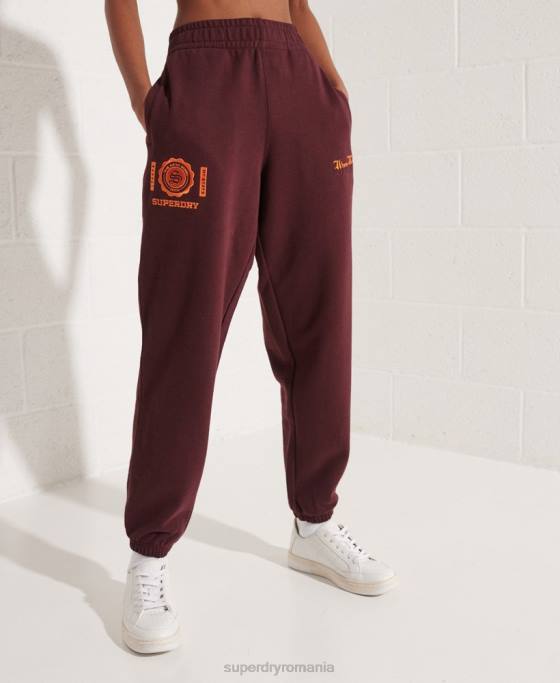 Superdry joggeri grafici de facultate îmbrăcăminte roșu femei JX0Z3938