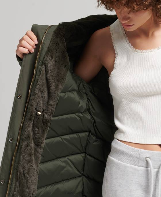 Superdry jos parka Everest îmbrăcăminte kaki femei JX0Z3599