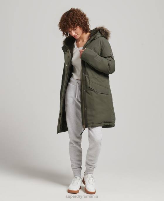 Superdry jos parka Everest îmbrăcăminte kaki femei JX0Z3599