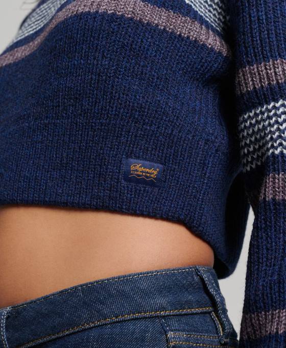 Superdry jumper clasic decupat îmbrăcăminte marina femei JX0Z3957