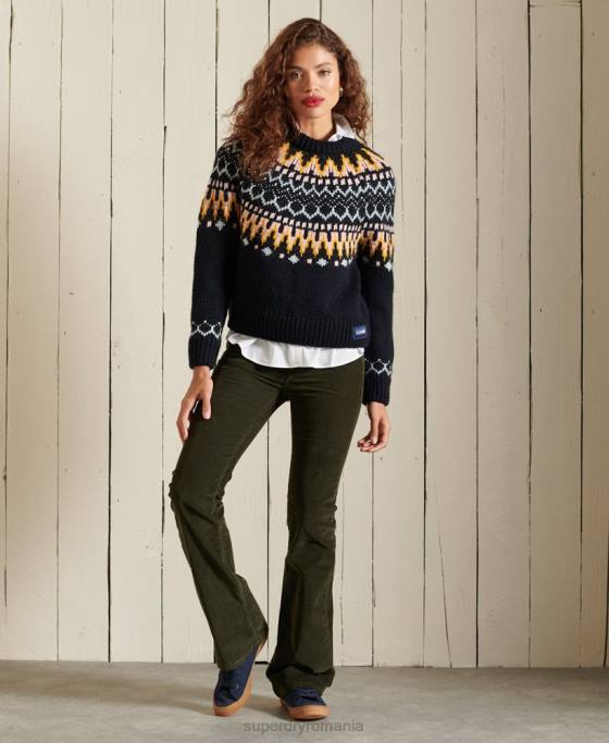 Superdry jumper clasic fairisle crew îmbrăcăminte marina femei JX0Z6755