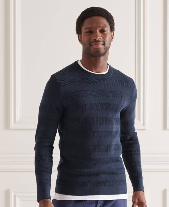 Superdry jumper crew supima texturat îmbrăcăminte marina bărbați JX0Z1356