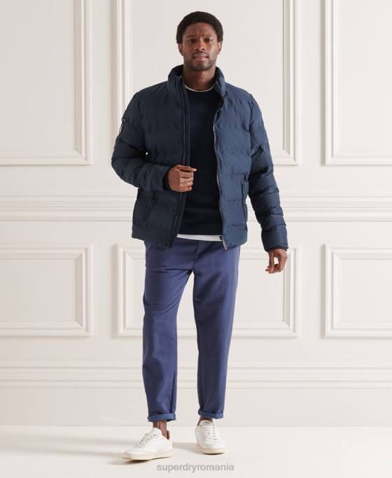 Superdry jumper crew supima texturat îmbrăcăminte marina bărbați JX0Z1356