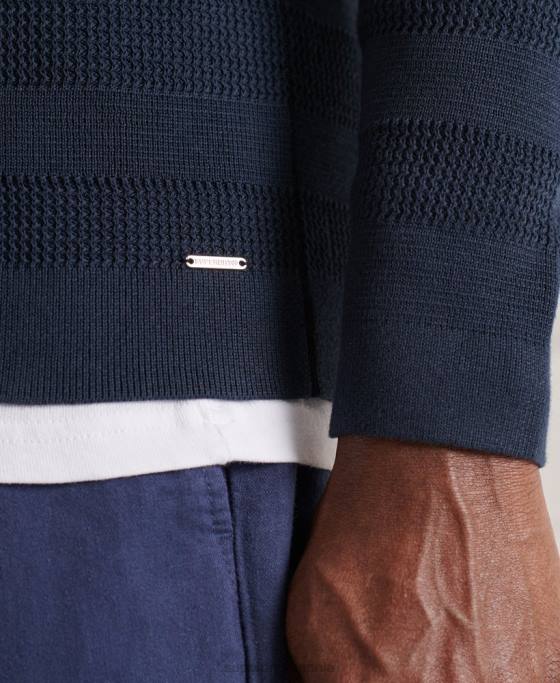 Superdry jumper crew supima texturat îmbrăcăminte marina bărbați JX0Z1356