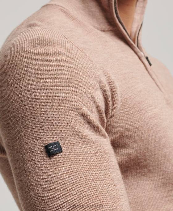 Superdry jumper cu fermoar din merinos îmbrăcăminte bej bărbați JX0Z1318