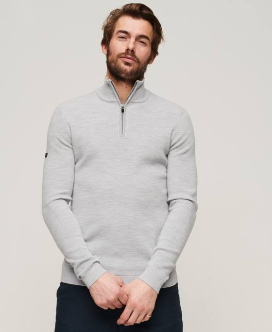 Superdry jumper cu fermoar din merinos îmbrăcăminte gri deschis bărbați JX0Z1252