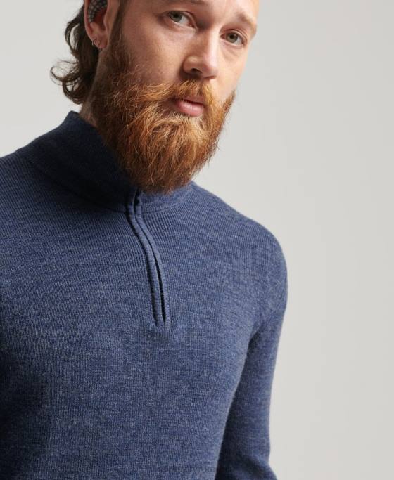 Superdry jumper cu fermoar din merinos îmbrăcăminte marina bărbați JX0Z1241