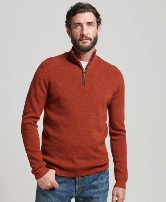 Superdry jumper cu fermoar din merinos îmbrăcăminte maro bărbați JX0Z1258