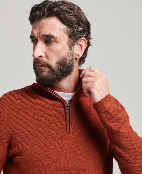 Superdry jumper cu fermoar din merinos îmbrăcăminte maro bărbați JX0Z1258