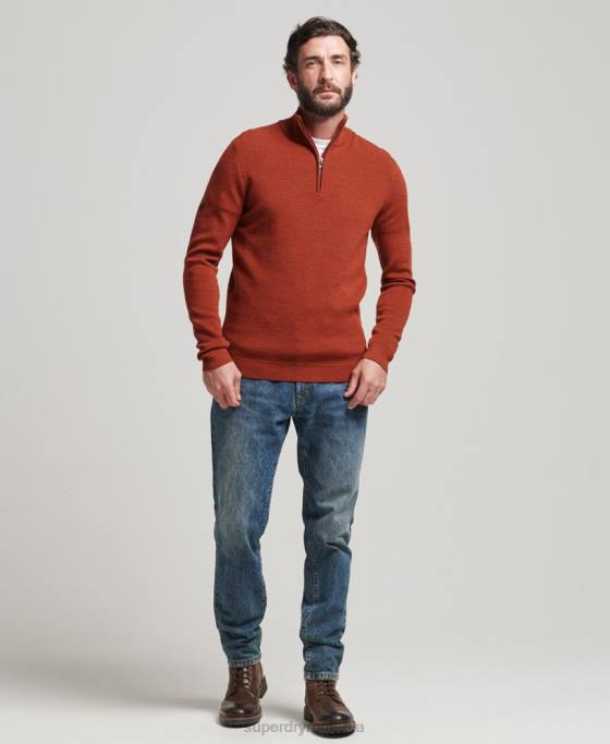 Superdry jumper cu fermoar din merinos îmbrăcăminte maro bărbați JX0Z1258