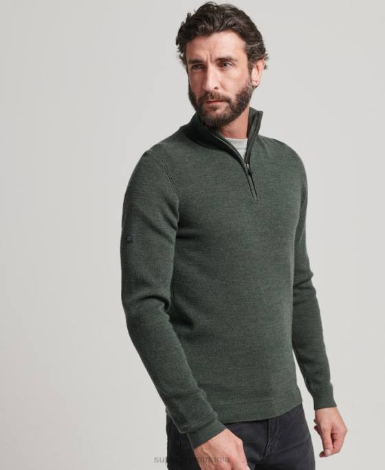 Superdry jumper cu fermoar din merinos îmbrăcăminte verde bărbați JX0Z1244
