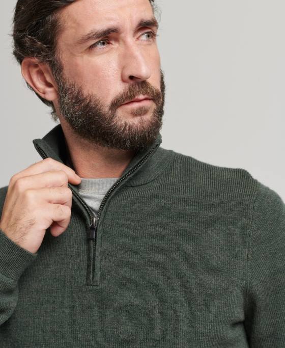Superdry jumper cu fermoar din merinos îmbrăcăminte verde bărbați JX0Z1244