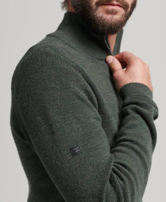Superdry jumper cu fermoar din merinos îmbrăcăminte verde bărbați JX0Z1244