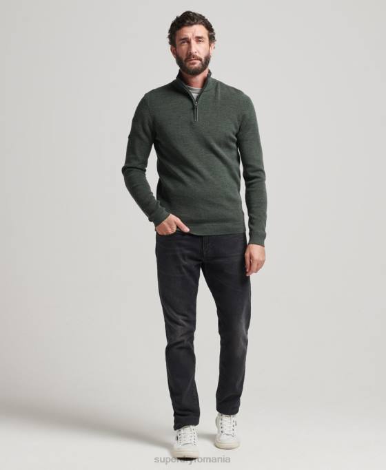 Superdry jumper cu fermoar din merinos îmbrăcăminte verde bărbați JX0Z1244
