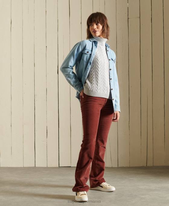 Superdry jumper cu gât rulat cu cablu pe umăr îmbrăcăminte gri femei JX0Z4002