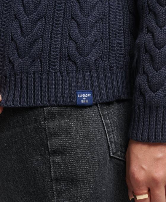 Superdry jumper cu gât rulat cu cablu pe umăr îmbrăcăminte marina femei JX0Z3985