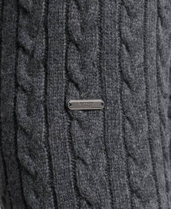 Superdry jumper cu gât rulat de cablu îmbrăcăminte gri inchis bărbați JX0Z1299