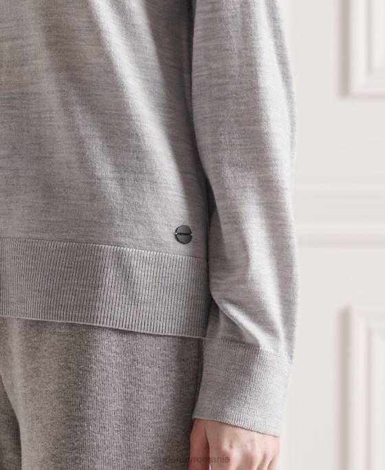 Superdry jumper de echipaj merinos îmbrăcăminte gri deschis femei JX0Z6657