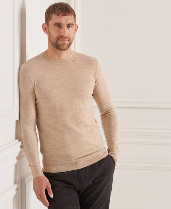 Superdry jumper de echipaj studios merinos îmbrăcăminte bej bărbați JX0Z5297