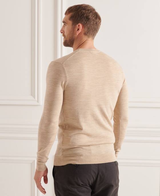 Superdry jumper de echipaj studios merinos îmbrăcăminte bej bărbați JX0Z5297