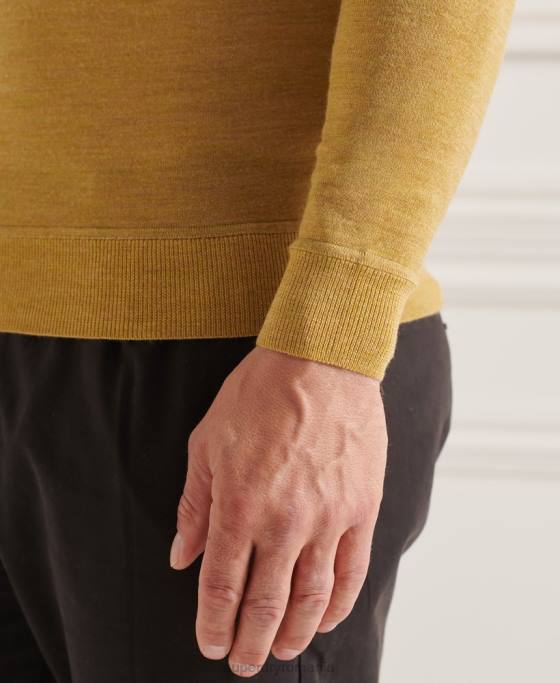 Superdry jumper de echipaj studios merinos îmbrăcăminte galben bărbați JX0Z1312