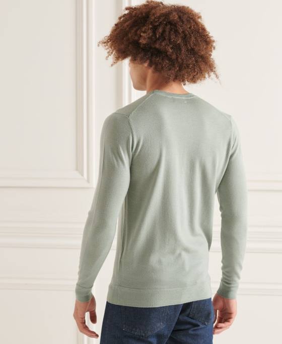 Superdry jumper de echipaj studios merinos îmbrăcăminte gri inchis bărbați JX0Z1315