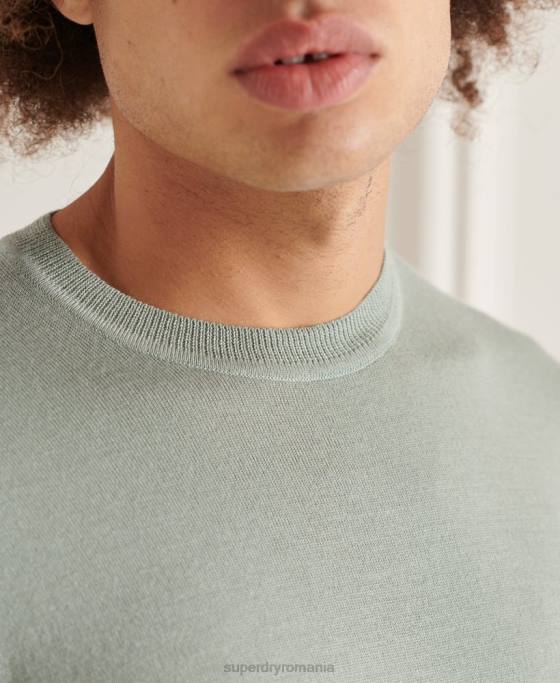 Superdry jumper de echipaj studios merinos îmbrăcăminte gri inchis bărbați JX0Z1315