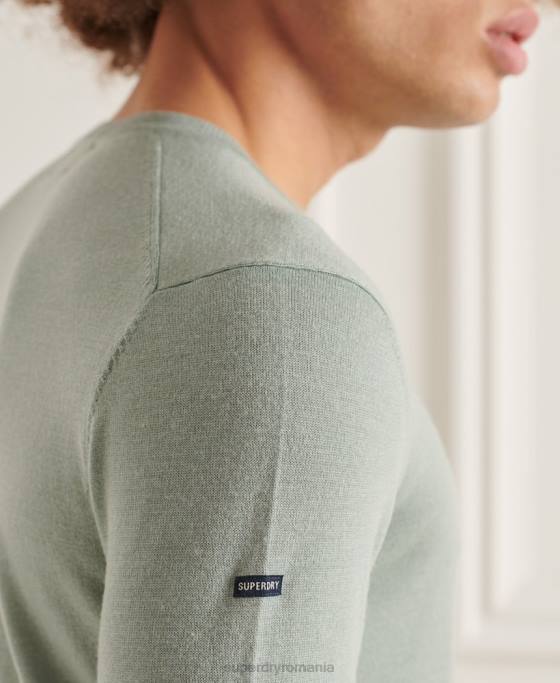 Superdry jumper de echipaj studios merinos îmbrăcăminte gri inchis bărbați JX0Z1315