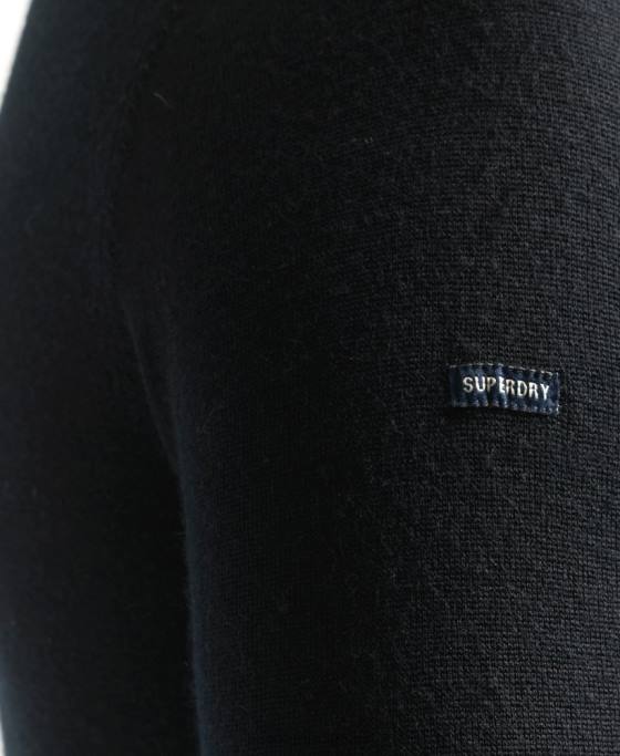 Superdry jumper de echipaj studios merinos îmbrăcăminte negru bărbați JX0Z1286
