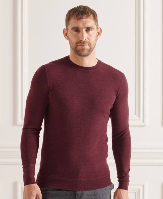 Superdry jumper de echipaj studios merinos îmbrăcăminte roșu bărbați JX0Z1331