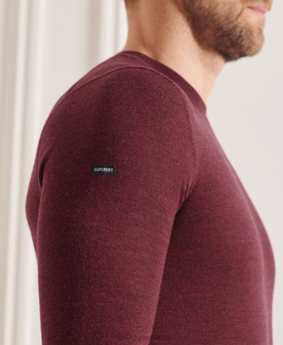 Superdry jumper de echipaj studios merinos îmbrăcăminte roșu bărbați JX0Z1331