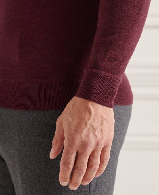 Superdry jumper de echipaj studios merinos îmbrăcăminte roșu bărbați JX0Z1331