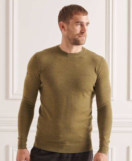 Superdry jumper de echipaj studios merinos îmbrăcăminte verde bărbați JX0Z1313