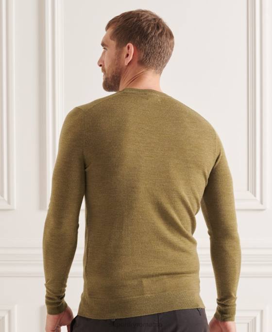 Superdry jumper de echipaj studios merinos îmbrăcăminte verde bărbați JX0Z1313