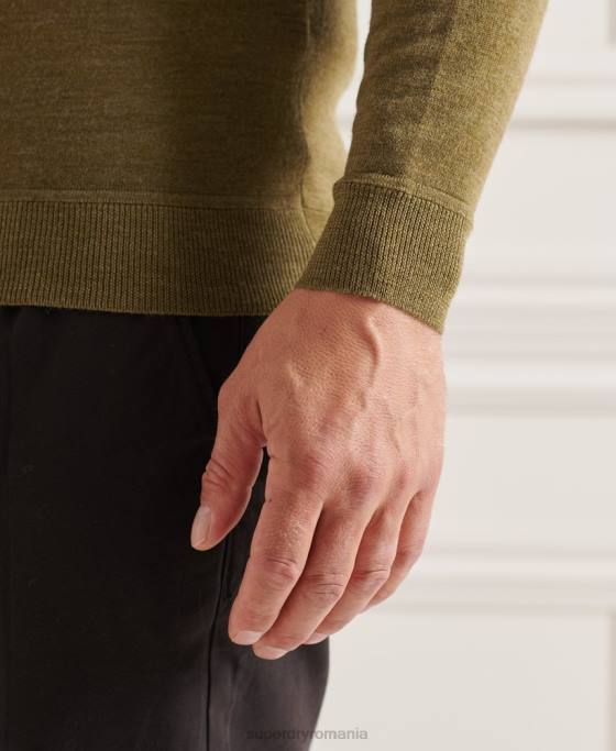 Superdry jumper de echipaj studios merinos îmbrăcăminte verde bărbați JX0Z1313